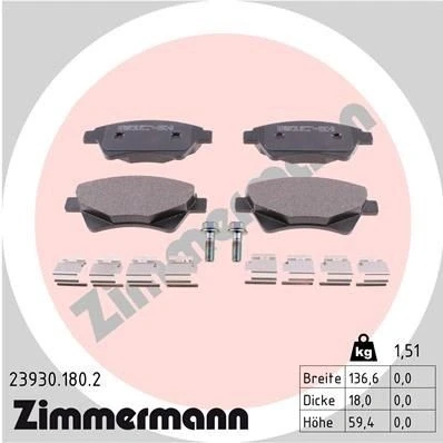 Imagem de ZIMMERMANN 23930.180.2 Jogo de pastilhas para travão disco com parafusos A imagem corresponde ao volume fornecimento, mola