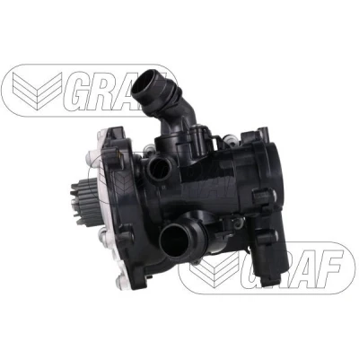 Imagem de GRAF PA1422 Bomba de água 29 com junta tampa Chapa aço 44,9 para accionamento da correia trapezoidal estriada VOLKSWAGEN: Golf 7, Scirocco III