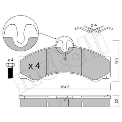 Imagem de METELLI 22 0262 0 Jogo de pastilhas para travão disco preparado indicador aviso desgaste MERCEDES BENZ: Sprinter 4 T Van
