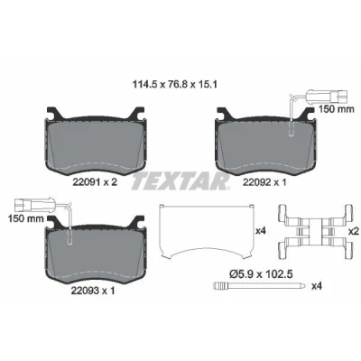 Imagem de TEXTAR 2209101 Jogo de pastilhas para travão disco incl. contacto aviso desgaste com acessórios ALFA ROMEO: Giulia Sedan, Stelvio