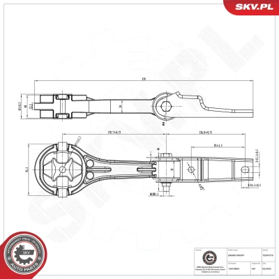 Imagem de ESEN SKV 75SKV279 Suporte, motor em baixo Rolamento de Borracha e metal Alumínio, 317mm