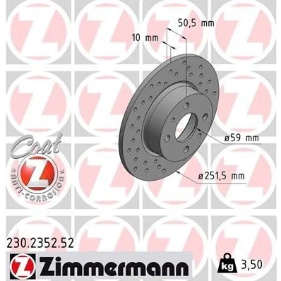 Imagem de ZIMMERMANN SPORT COAT Z 230.2352.52 Disco de travão 251 10 6/4 4 98 cheio, perfurado revestido FIAT: Stilo Hatchback, BRAVO 2, Linea, LANCIA: DELTA 3