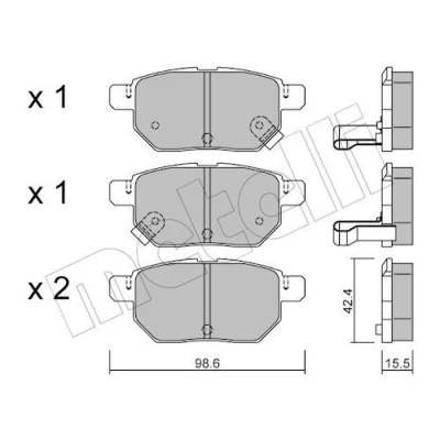 Imagem de METELLI 22 0746 0 Jogo de pastilhas para travão disco com avisador sonoro desgaste TOYOTA: Auris Hatchback, Yaris II iQ