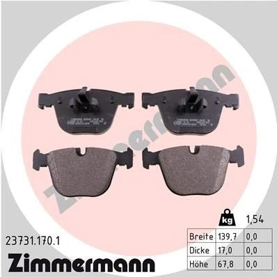 Imagem de ZIMMERMANN 23731.170.1 Jogo de pastilhas para travão disco BMW: 5 Touring, GT, 7