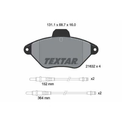 Imagem de TEXTAR 2163201 Jogo de pastilhas para travão disco incl. contacto aviso desgaste com acessórios CITROËN: Xantia Hatchback, Carrinha