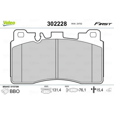 Imagem de VALEO 302228 Jogo de pastilhas para travão disco Eixo traseiro excl. contacto aviso desgaste com chapa anti ruído