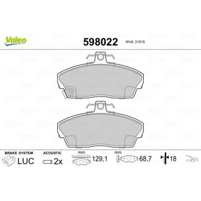 Imagem de VALEO 598022 Jogo de pastilhas para travão disco Eixo dianteiro incl. contacto aviso desgaste sem chapa anti ruído HONDA: CIVIC 7 Hatchback