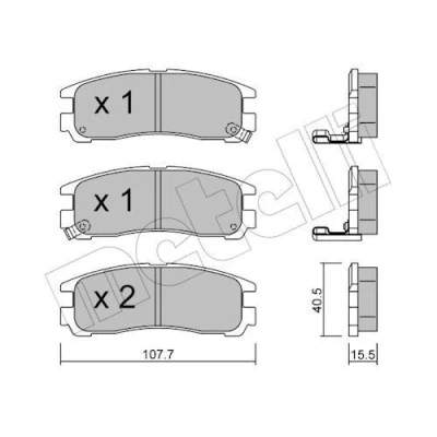 Imagem de METELLI 22 0398 0 Jogo de pastilhas para travão disco com avisador sonoro desgaste MITSUBISHI: Pajero Pinin, Galant 6, Space Runner I