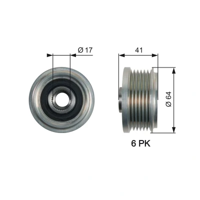 Imagem de GATES OAP7162 Polia Roda Livre do Alternador 41mm PowerGrip OPEL: Astra J Hatchback, Sports Tourer