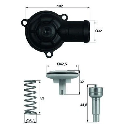 Imagem de MAHLE ORIGINAL TI 220 87D Termóstato, líquido de refrigeração 87 com junta SEAT: Ibiza 3, 4 ST, Sportcoupe, VOLKSWAGEN: Golf 5