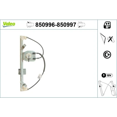 Imagem de Valeo Elevador de vidro traseira esquerda elétrico sem motor com função conforto 850996 FORD: MONDEO 4 Turnier, 3 Stufenheck
