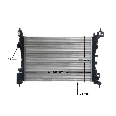 Imagem de MAHLE ORIGINAL CR 1121 000S Radiador, arrefecimento do motor 540 378 23 com mangueira Aletas de refrigeração unidas mecanicamente
