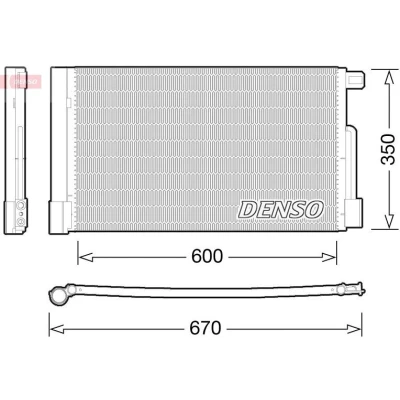 Imagem de DENSO DCN01004 Condensador com secador 600x350 R 134a 600 FIAT: Punto II Hatchback, Grande Fiorino III Van / Carrinha