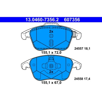 Imagem de ATE 13.0460 7356.2 Jogo de pastilhas para travão disco não preparado indicador aviso desgaste, excl. contacto desgaste