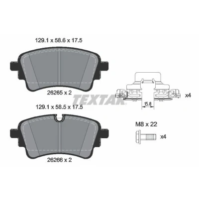 Imagem de TEXTAR 2626503 Jogo de pastilhas para travão disco AUDI: A4 B9 Avant, A5 Sportback, A7 Sportback