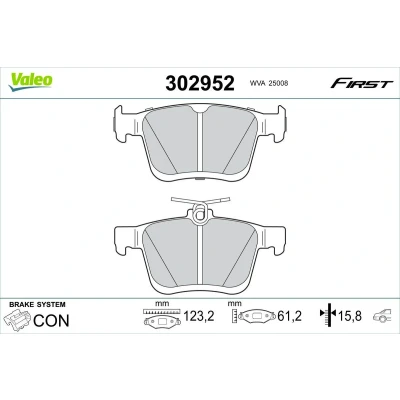 Imagem de VALEO 302952 Jogo de pastilhas para travão disco Eixo traseiro excl. contacto aviso desgaste sem parafusos, com chapa anti ruído SEAT: Ateca