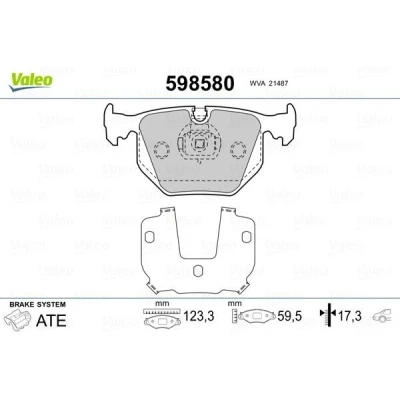 Imagem de VALEO 598580 Jogo de pastilhas para travão disco Eixo traseiro excl. contacto aviso desgaste com chapa anti ruído BMW: 3 Sedan, Touring