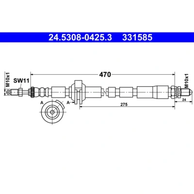 Imagem de ATE 24.5308 0425.3 Mangueira de Travão 470 FORD: KA Hatchback