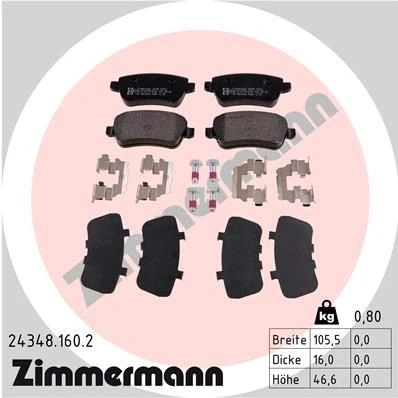 Imagem de ZIMMERMANN 24348.160.2 Jogo de pastilhas para travão disco com parafusos A imagem corresponde ao volume fornecimento, mola