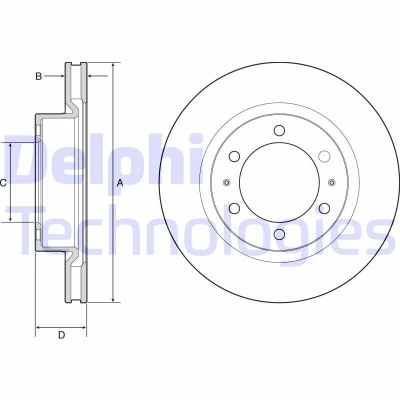 Imagem de DELPHI BG4925C Disco de travão 319 28 6 ventilado revestido não tratado sem o rolamento da roda, anel sensor do ABS TOYOTA: Hilux VIII Pick up