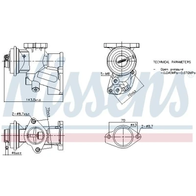 Imagem de NISSENS 98476 Válvula EGR sem radiador da recirculação dos gases de escape OPEL: Corsa C Hatchback, Van, Combo Van / Carrinha