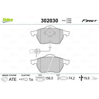 Imagem de VALEO 302030 Jogo de pastilhas para travão disco FIRST Eixo dianteiro incl. contacto aviso desgaste sem chapa anti ruído VOLKSWAGEN: Sharan I