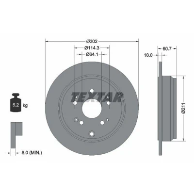 Imagem de TEXTAR PRO 92227203 Disco de travão 302 10 05/10 114,3 cheio revestido sem pernos fixação da roda, cubo roda HONDA: CR V 4, 3