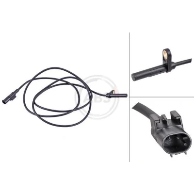 Imagem de A.B.S. 31528 Sensor de ABS activo 1610mm 1710mm 45mm preto MERCEDES BENZ: Sprinter 5 T Camião plataforma/Chassis
