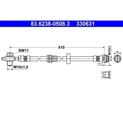 Imagem de ATE 83.6238 0508.3 Mangueira de Travão 505 M10x1