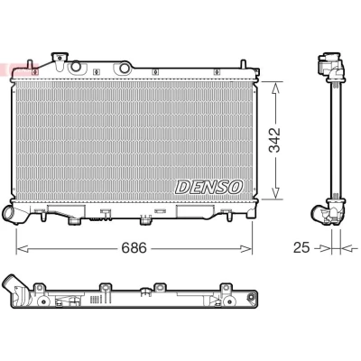 Imagem de DENSO DRM36027 Radiador, arrefecimento do motor 686mm 342mm 25mm
