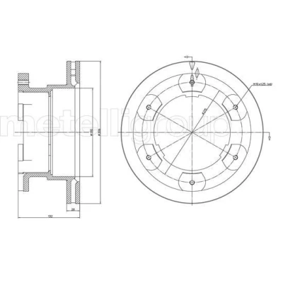 Imagem de METELLI Disco de travão IVECO: Daily 6 , Pritsche/Fahrgestell, V Van / Carrinha 306,0mm 28,0mm 190,1mm ventilado 23 0990 2996049