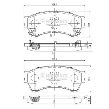 Imagem de NIPPARTS N3603071 Jogo de pastilhas para travão disco MAZDA: 6 Sedan, Carrinha, Hatchback