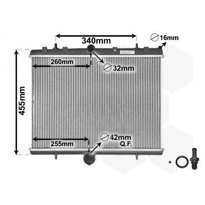 Imagem de VAN WEZEL 40002314 Radiador, arrefecimento do motor Alumínio 380 540 25 *** IR PLUS com acessórios Aletas de refrigeração soldadas CITROËN: C8