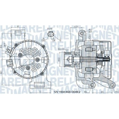 Imagem de MAGNETI MARELLI 063731575010 Alternador 12V 150A FORD: Focus 2 Kombi, 2, C Max
