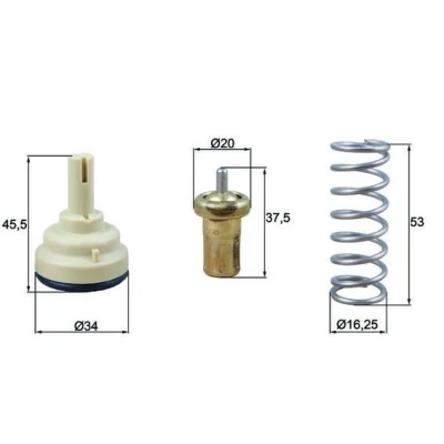 Imagem de MAHLE ORIGINAL TX 181 105D Termóstato, líquido de refrigeração 105 34 com junta VOLKSWAGEN: Tiguan I, Passat B6 Sedan, Golf Plus / Crossgolf