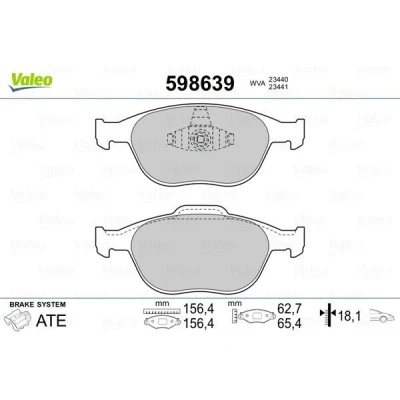 Imagem de VALEO 598639 Jogo de pastilhas para travão disco Eixo dianteiro excl. contacto aviso desgaste sem chapa anti ruído