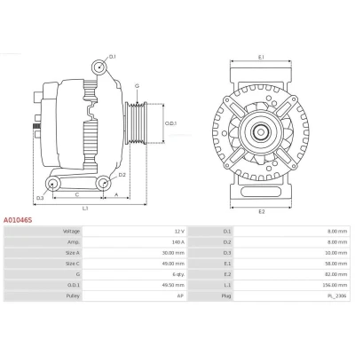 Imagem de AS PL A01046S Alternador 12V 140A