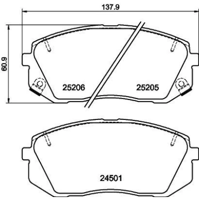 Imagem de HELLA 8DB 355 025 981 Jogo de pastilhas para travão disco com avisador sonoro desgaste acessórios HYUNDAI: Tucson, Kauai / Kona SUV