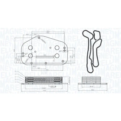 Imagem de MAGNETI MARELLI 350300004500 Radiador de Óleo OPEL: Astra H Caravan, Hatchback, Van, CHEVROLET: Cruze Sedan, Aveo / Kalos Sedan