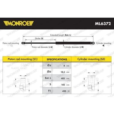 Imagem de MONROE ML6372 Amortecedor da mala 420 405