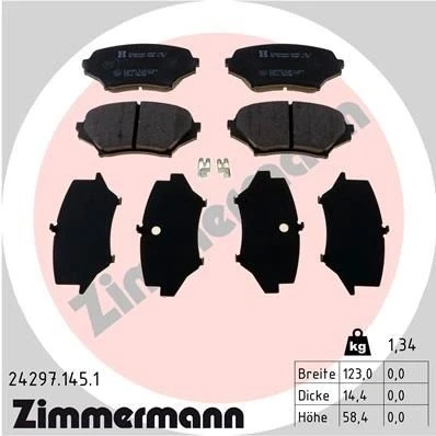 Imagem de ZIMMERMANN 24297.145.1 Jogo de pastilhas para travão disco com avisador sonoro desgaste A imagem corresponde ao volume fornecimento