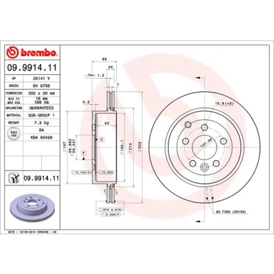 Imagem de BREMBO COATED DISC LINE 09.9914.11 Disco de travão 302 20 5 interior ventilado revestido