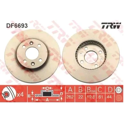 Imagem de TRW DF6693 Disco de travão 262 22 4 100 ventilado pintado RENAULT: Megane Scenic
