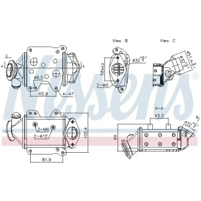 Imagem de NISSENS 989457 Radiador EGR sem &#039;bypass&#039; de vácuo FIAT: Tipo Hatchback, Doblo II Van / Carrinha, Carrinha