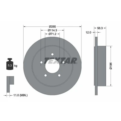 Imagem de TEXTAR 92169100 Disco de travão 285 12 05/05 114,3 cheio sem pernos fixação da roda, cubo roda FORD USA: Explorer Mk2