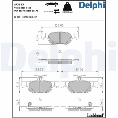 Imagem de DELPHI LP3633 Jogo de pastilhas para travão disco com avisador sonoro desgaste chapa anti ruído sem acessórios MAZDA: 3 Hatchback