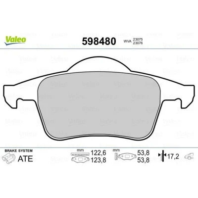 Imagem de VALEO 598480 Jogo de pastilhas para travão disco Eixo traseiro excl. contacto aviso desgaste sem chapa anti ruído VOLVO: S60 I, V70 2, S80 I