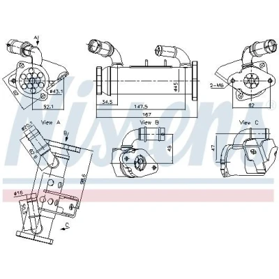 Imagem de NISSENS 989474 Radiador EGR sem &#039;bypass&#039; de vácuo