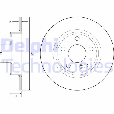 Imagem de DELPHI BG4555C Disco de travão 276 9 5 cheio revestido alto carbono sem o rolamento da roda, anel sensor do ABS MERCEDES BENZ: Classe A