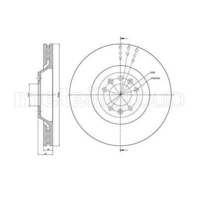 Imagem de METELLI Disco de travão PEUGEOT: 407 SW, Sedan, 607 CITROËN: C5 III Carrinha, 3 330,0mm 30,0mm 5 71,0mm ventilado pintado 23 0793C